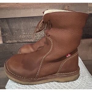 Duckfeet Arhus Shearling Brown Pebbled Leather Boots Women's Size EU 39 US 8.5